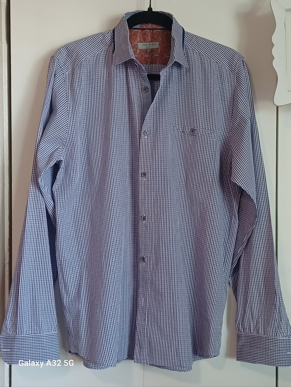 Ted Baker London Mens Long Sleeve Blue Burgundy Plaid Button Dwn Shirt EuSz4/USL